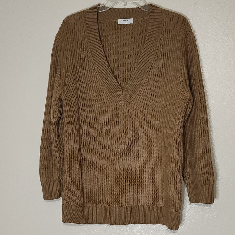 Babaton Brown V-Neck Sweater oversize size XS
